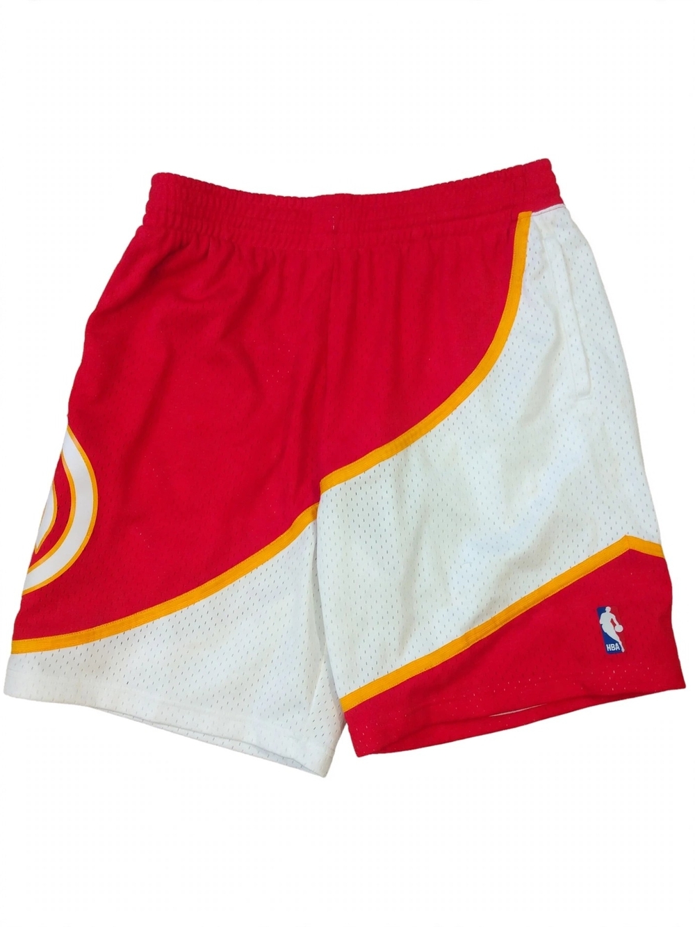 NBA Red, White & Yellow Men's Mesh Basketball Shorts " L"